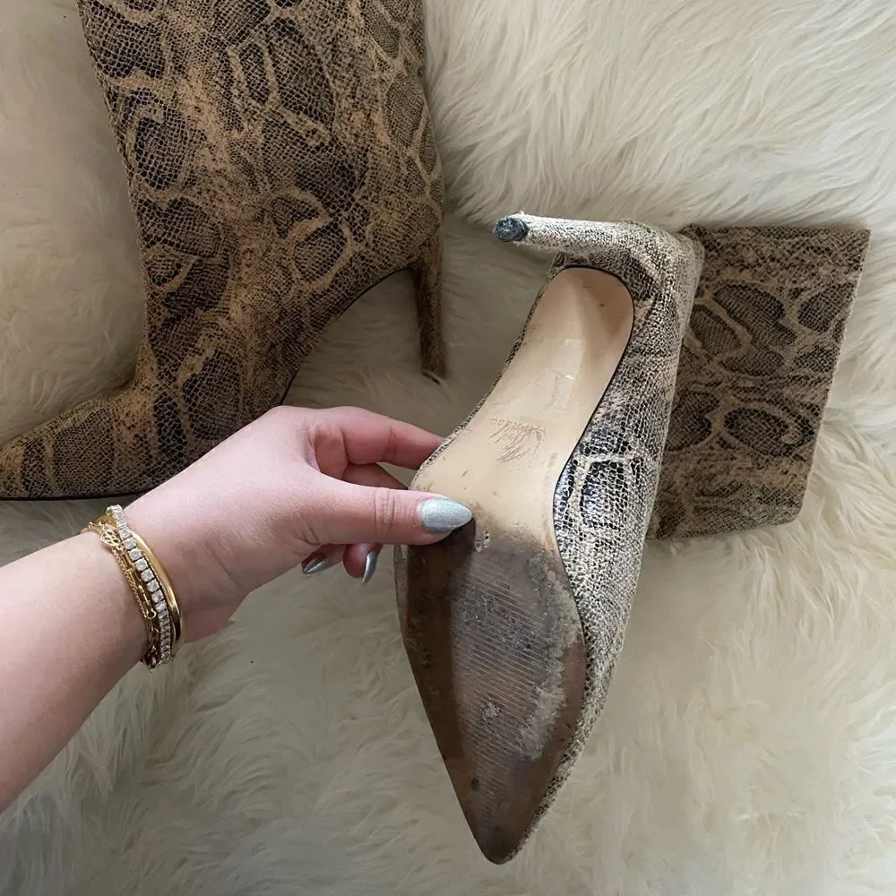 Snake print booties